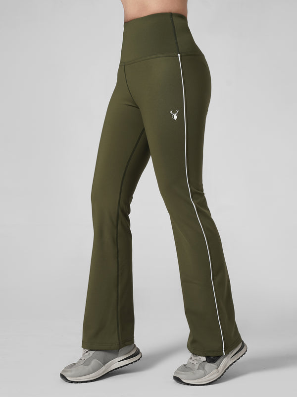 MotionLine Rubex Warm Flare Legging in Olive Green