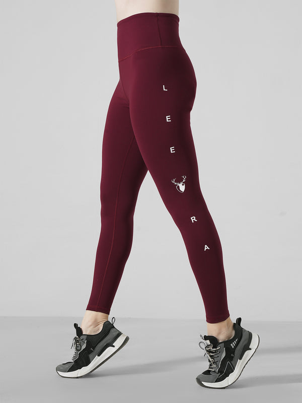 Fuzzy Water-Repellent Warm Legging in Maroon