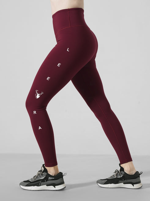 Fuzzy Water-Repellent Warm Legging in Maroon