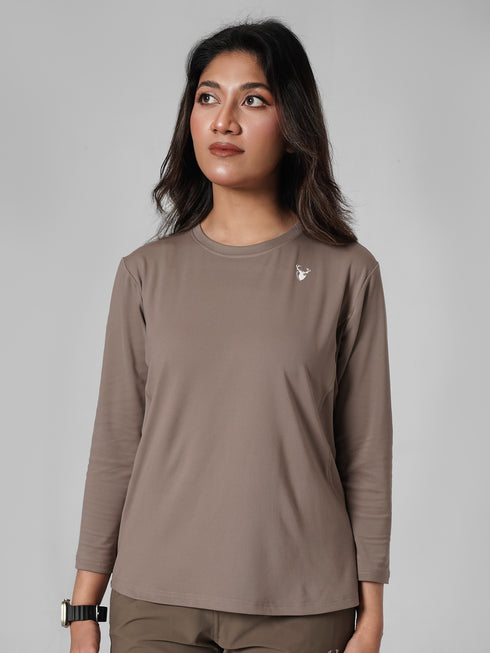 District Loose Fit Long Top in Dust Brown