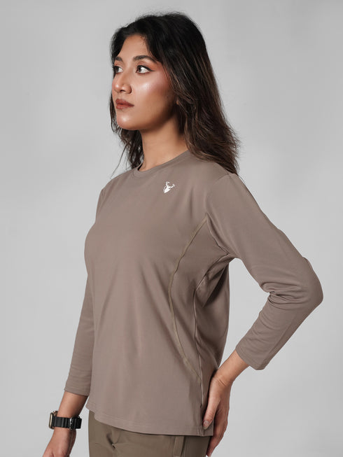 District Loose Fit Long Top in Dust Brown