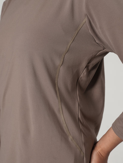 District Loose Fit Long Top in Dust Brown