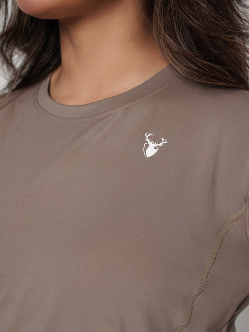 District Loose Fit Long Top in Dust Brown