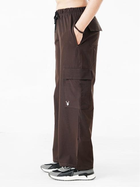 Modest Straight Fit Cargo Joggers in Dark Brown