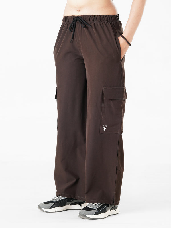 Modest Straight Fit Cargo Joggers in Dark Brown