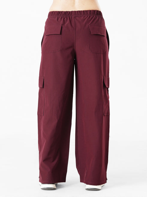 Modest Straight Fit Cargo Joggers in Maroon