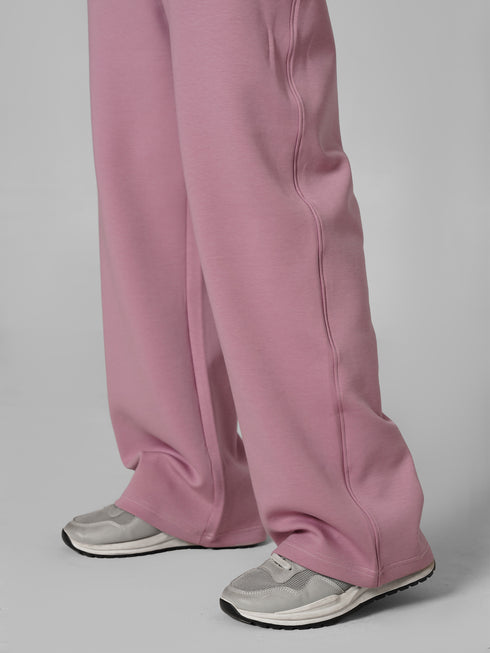 Leera Premium Cotton Scuba Joggers in Dull Pink