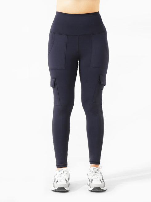 Detailed Cargo Pocket Legging in Navy blue