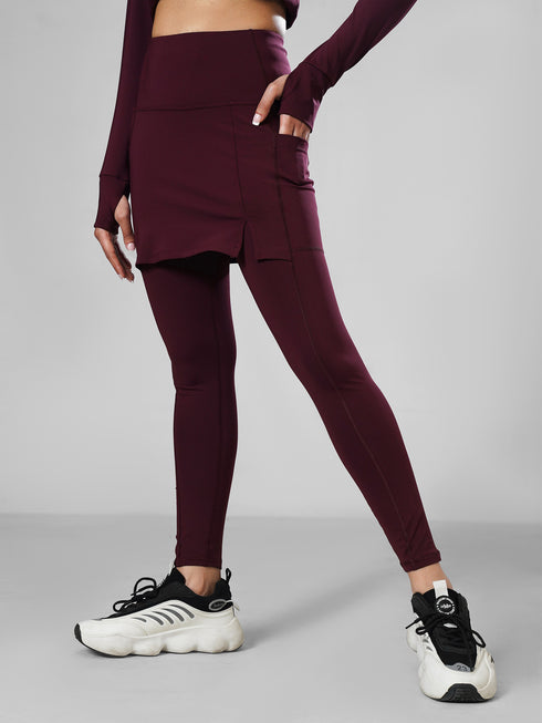 Leera Sculpt Skirt Active Pair in Maroon