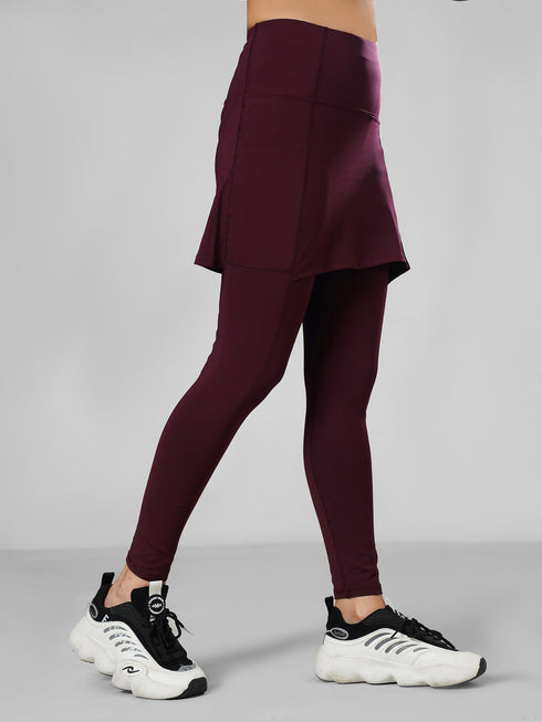 Leera Sculpt Skirt Active Pair in Maroon