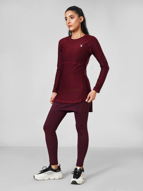 SkirtFlex Performance Pocket Legging in Maroon