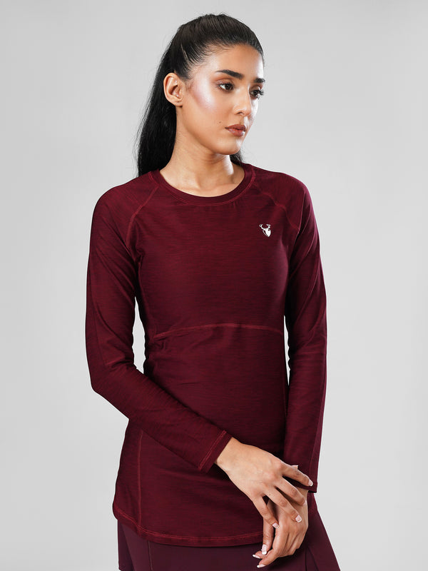 Leera CoreFlow Longline Top in Maroon
