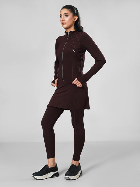 Leera SculptZip Jacket in Dark Brown