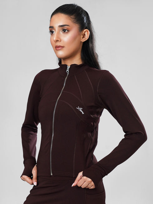 Leera SculptZip Jacket in Dark Brown