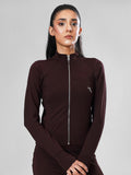 Leera SculptZip Jacket in Dark Brown