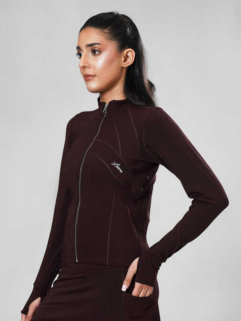 Leera SculptZip Jacket in Dark Brown