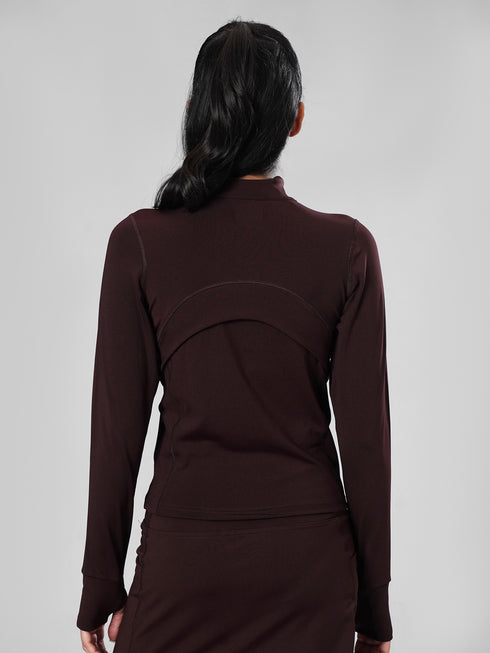 Leera SculptZip Jacket in Dark Brown