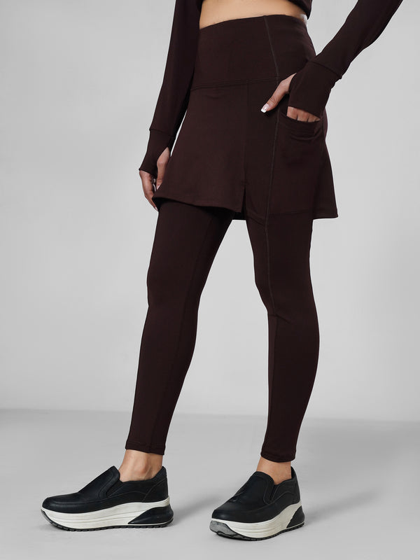 SkirtFlex Performance Pocket Legging in Dark Brown