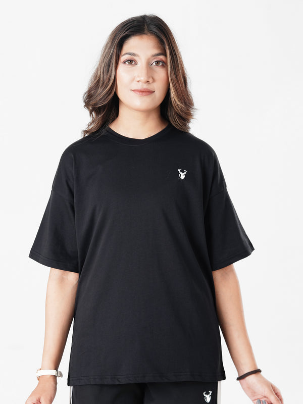 LEERA Black Oversized Cotton Tee