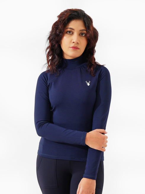 Vital Mock Neck Top in Blue