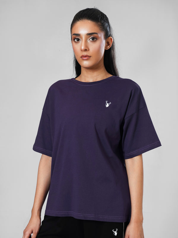 LEERA Purple Oversized Cotton Tee