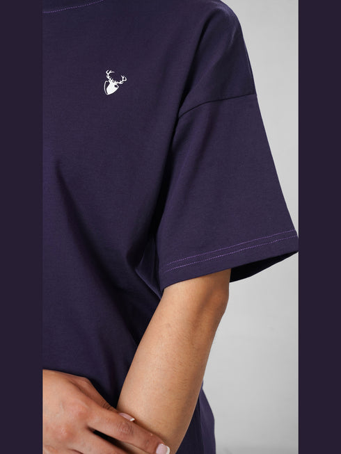 LEERA Purple Oversized Cotton Tee