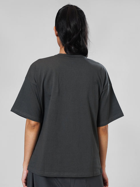 LEERA Grey Oversized Cotton Tee
