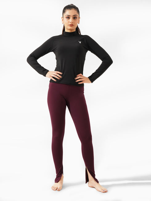 Leera Split Hem Legging in Maroon