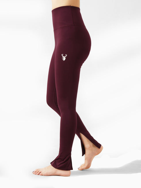 Leera Split Hem Legging in Maroon