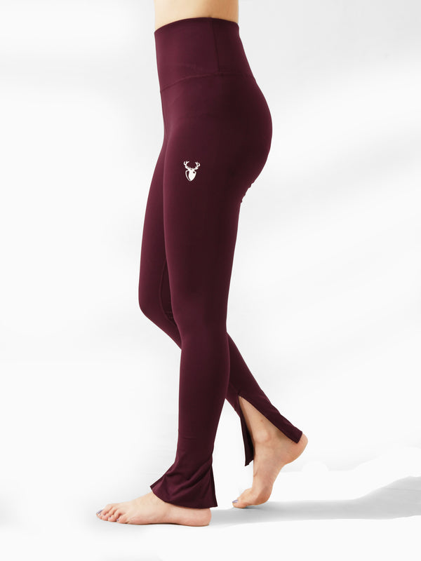 Leera Split Hem Legging in Maroon