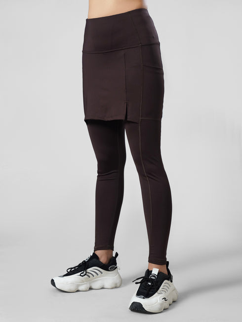 SkirtFlex Performance Pocket Legging in Chocolate Brown