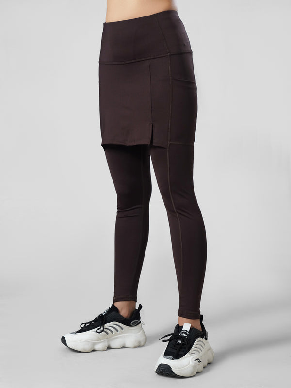 SkirtFlex Performance Pocket Legging in Chocolate Brown