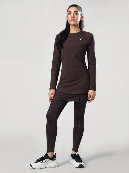 Leera CoreFlow Longline Top in Chocolate Brown