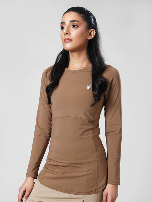 Leera CoreFlow Longline Top in Coyote Brown