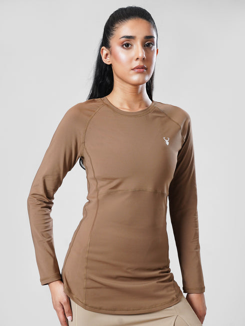 Leera CoreFlow Longline Top in Coyote Brown