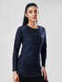 Leera CoreFlow Longline Top in Blue Texture