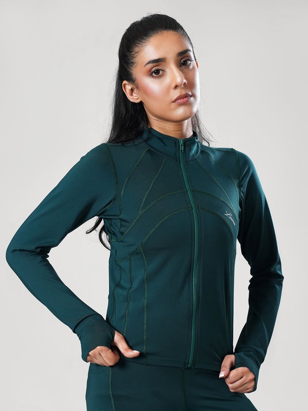 Leera SculptZip Jacket in Forest Green