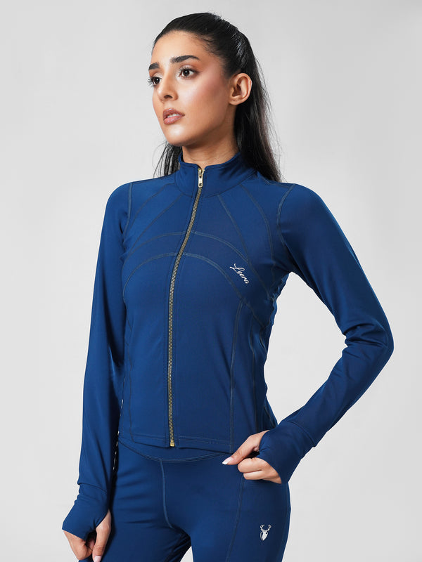 Leera SculptZip Jacket in Teal Blue