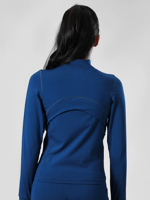 Leera SculptZip Jacket in Teal Blue