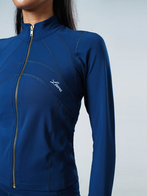 Leera SculptZip Jacket in Teal Blue