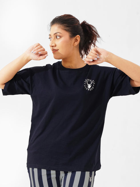LEERA Navy Blue Oversized Tee