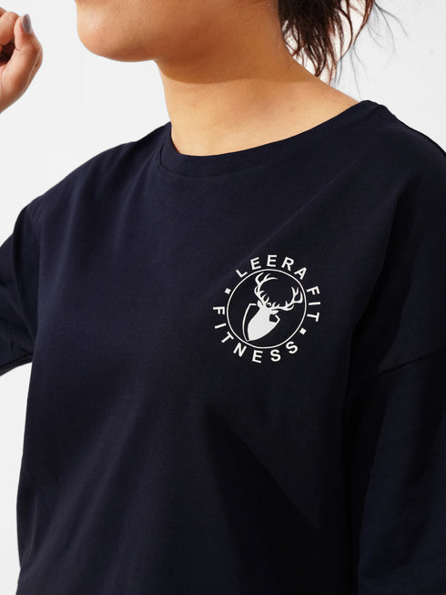 LEERA Navy Blue Oversized Tee