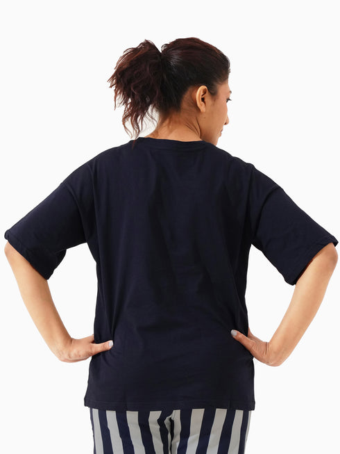 LEERA Navy Blue Oversized Tee