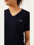 Cover Long Loose Fit V-Neck Top in Blue