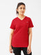 Cover Long Loose Fit V-Neck Top in Red