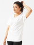 Cover Long Loose Fit V-Neck Top in White