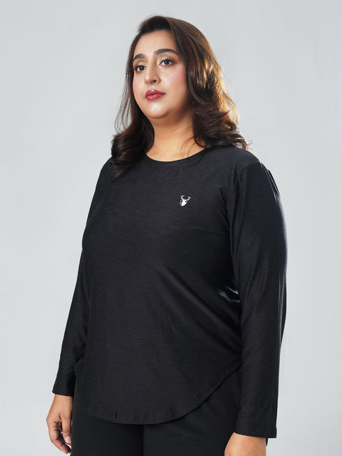 EmpowerFit Performance Top in Black Texture ( Plus Size )