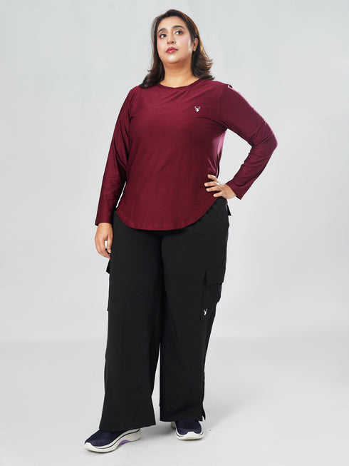 EmpowerFit Performance Top in Maroon Texture ( Plus Size )