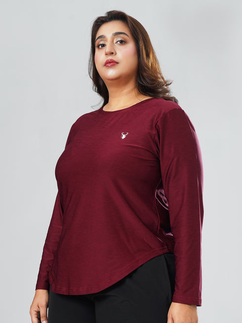 EmpowerFit Performance Top in Maroon Texture ( Plus Size )