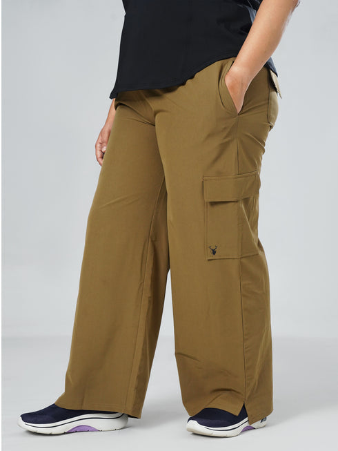 Modest Straight Fit Cargo Joggers in Coyote Brown ( PLUS SIZE )